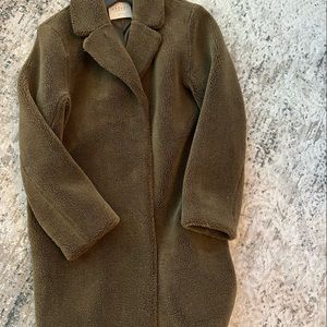 Velvet Teddy Bear Coat Army Green Size XS